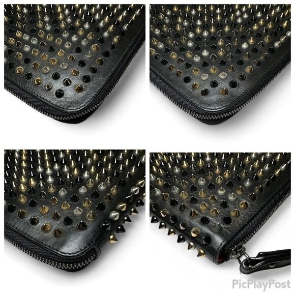 Christian Louboutin Black Leather Calfskin Spiked iPad Case/Wristlet - Picture 11 of 16